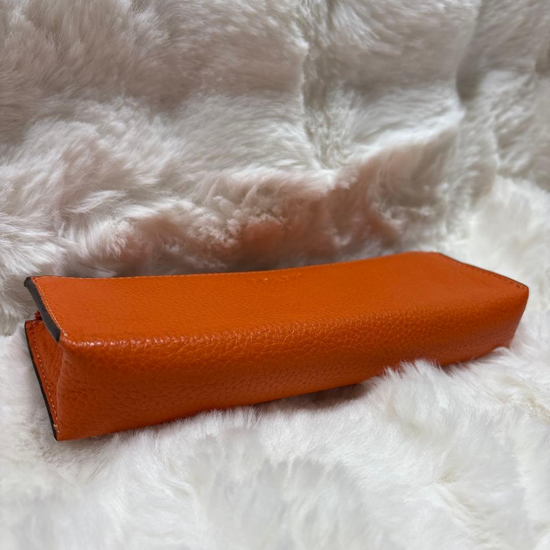 極美品 COACH コーチ ロゴ刻印 オールレザー 本革 ペンケース