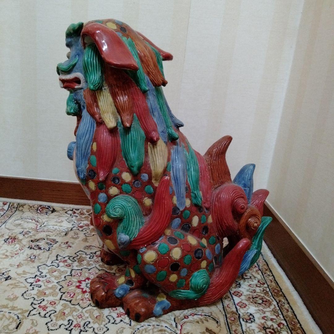 東洋中国骨董【魔除け赤絵大獅子九谷焼】古くから邪気払い福呼びよせ運気上げ縁起置物