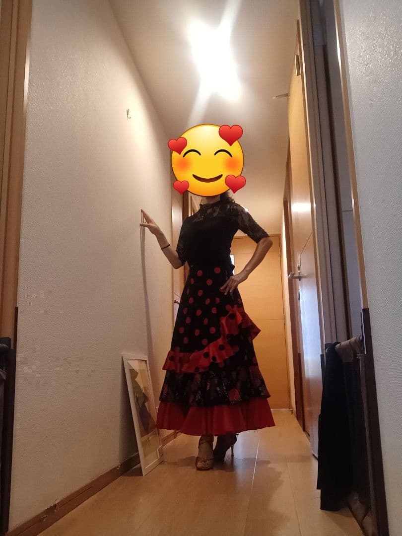 社交ダンス用黒赤フリルドレス　パソ用に