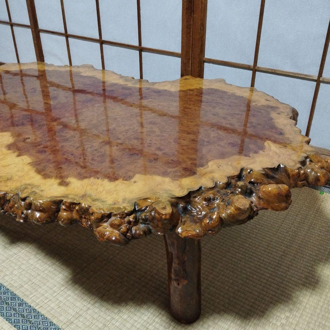 厚み4cm 花梨　瘤杢　座卓　一枚板　天然木　ローテーブル