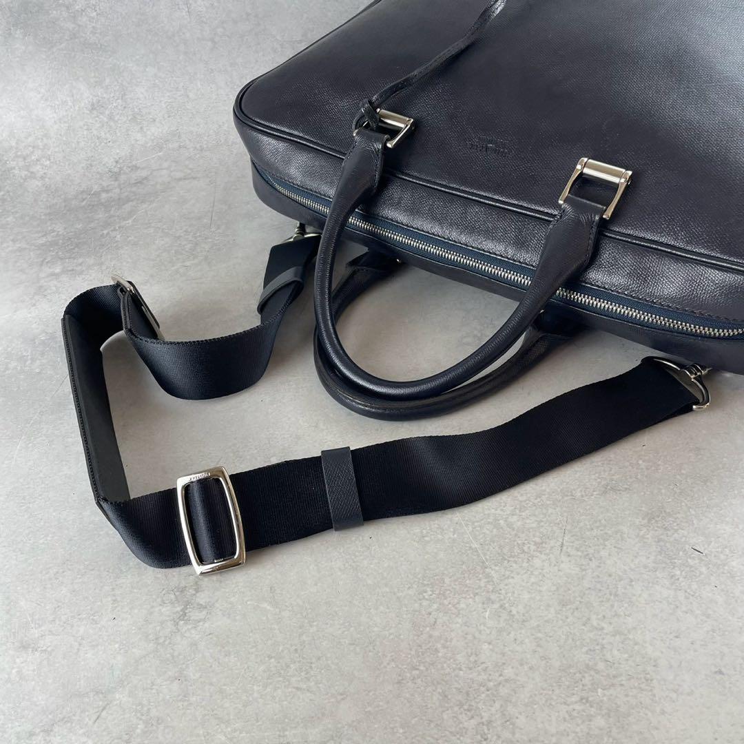 【美品✨】FUJITAKA 2way レザー ビジネスバッグ オーブ ネイビー