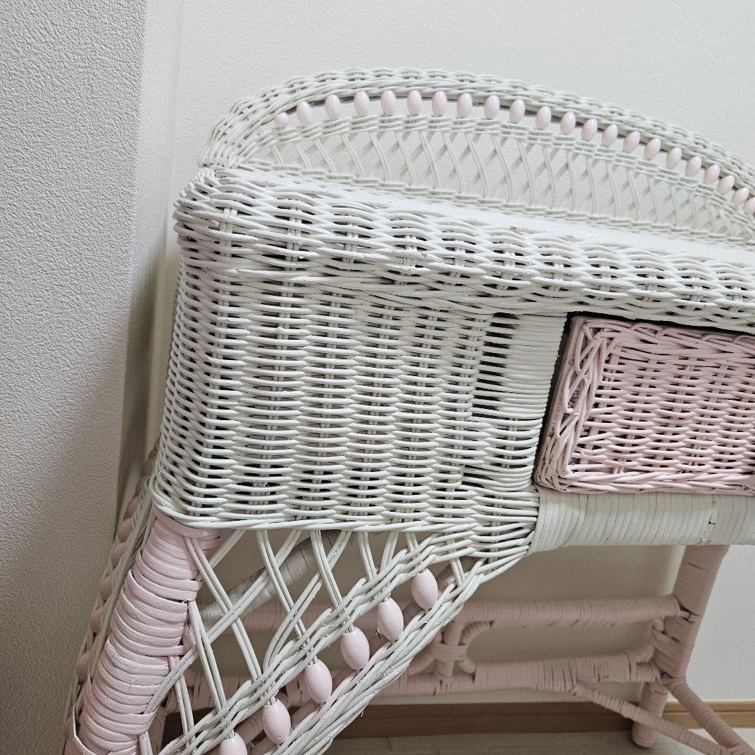 送料8600円込み★ウィッカー ヴィンテージ デスク ラタン 机