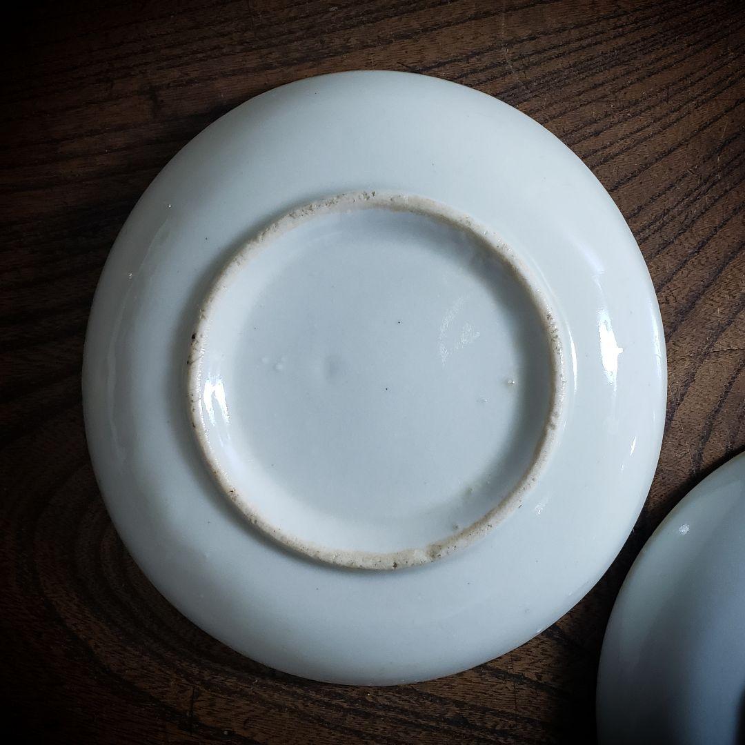 印判皿　明治　大正　二枚　花文様　牡丹　大正ロマン　モダン