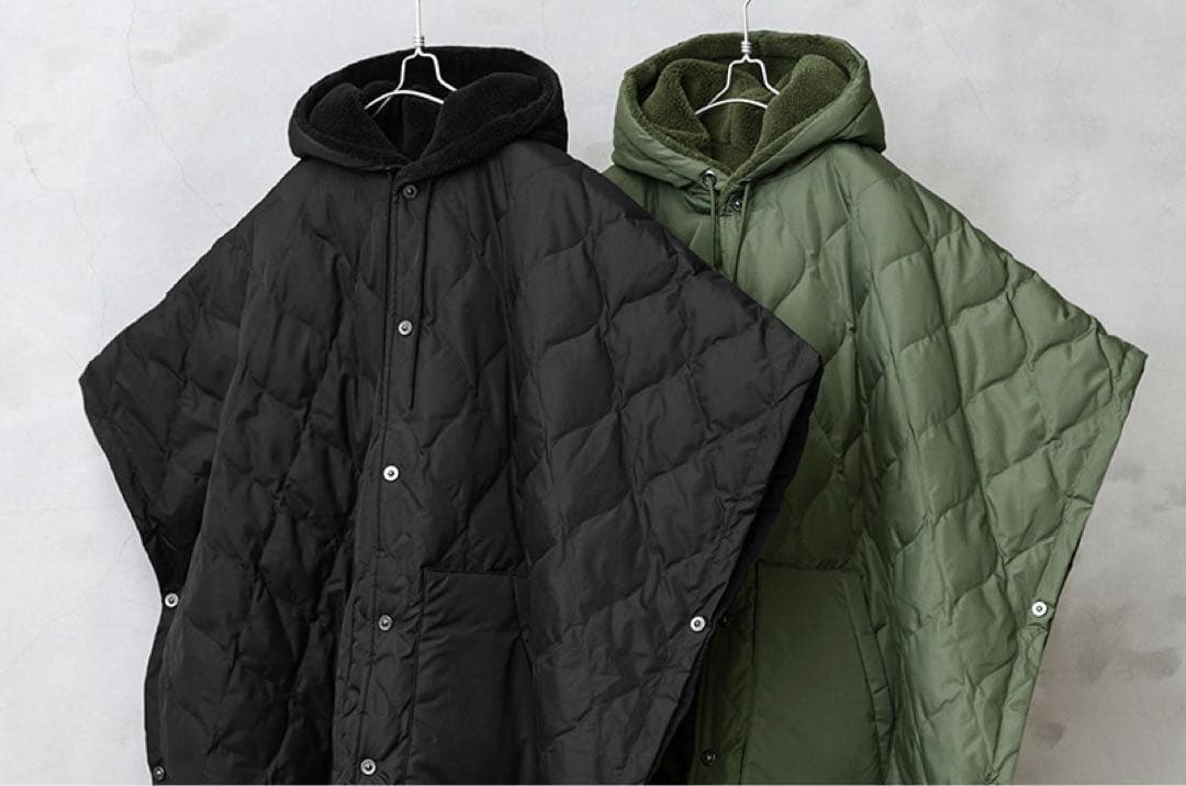 TAION ミリタリー リバーシブル ダウン ポンチョ ケープ タイオン