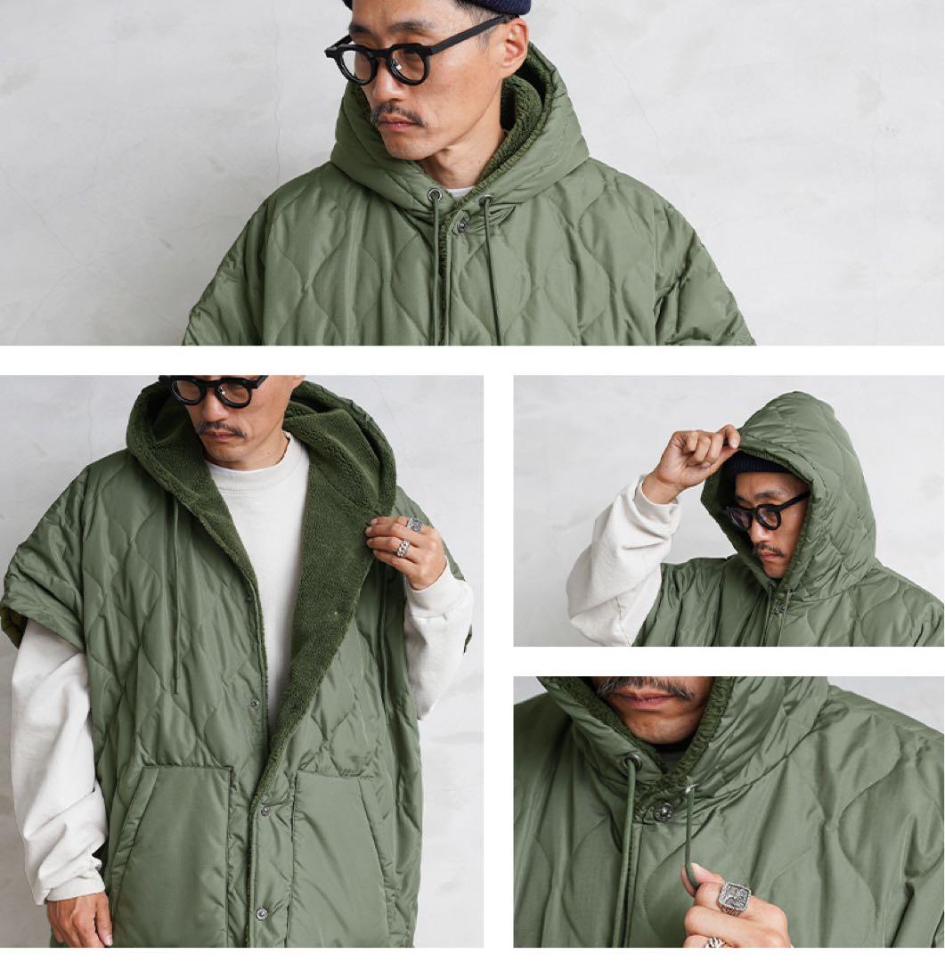 TAION ミリタリー リバーシブル ダウン ポンチョ ケープ タイオン