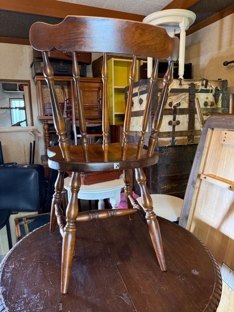 飛騨産業 キツツキ ウィンザーチェア 昭和レトロ 無垢 木製椅子 メンテ済み