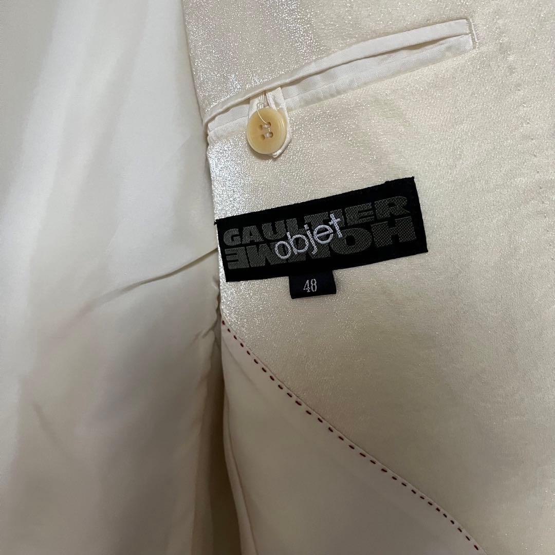 ジャンポールゴルチエ オム オブジェ【極美品】光沢スーツ セットアップ 白系
