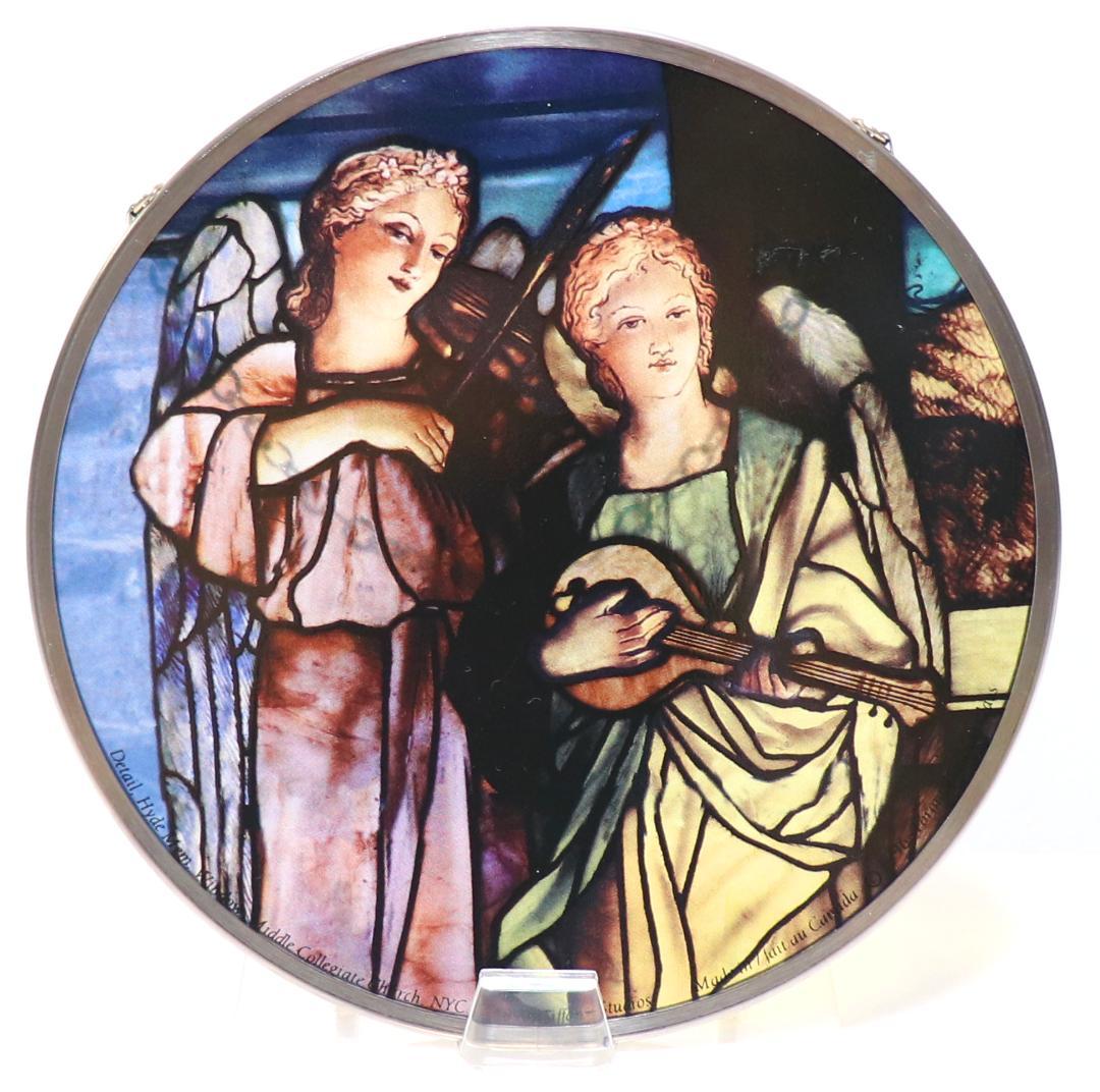 ティファニースタジオヴィンテージステンドグラス2人の楽器を持った天使エンジェル