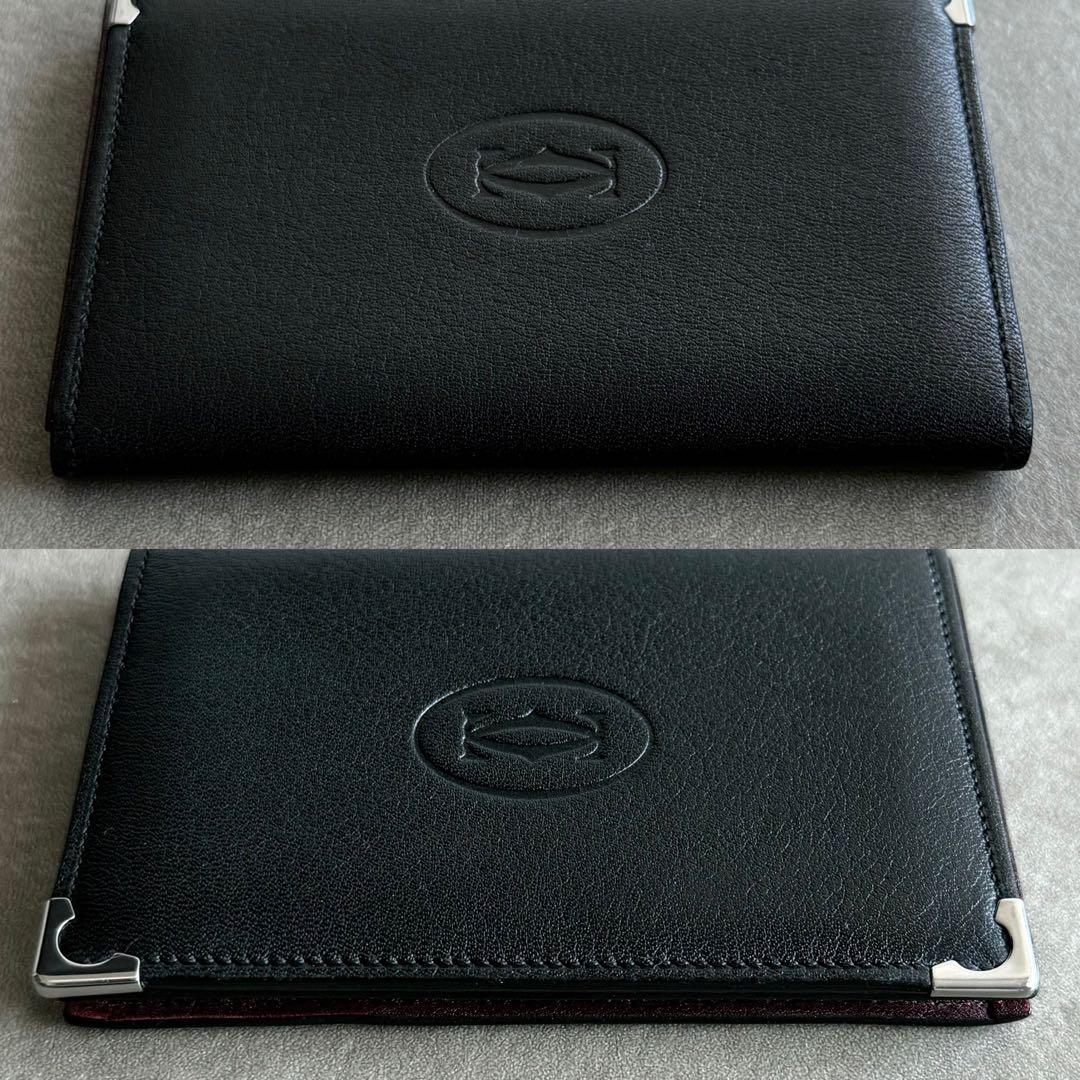Cartier マストドゥ カーフスキン 名刺入れ カードケース 黒 ボルドー