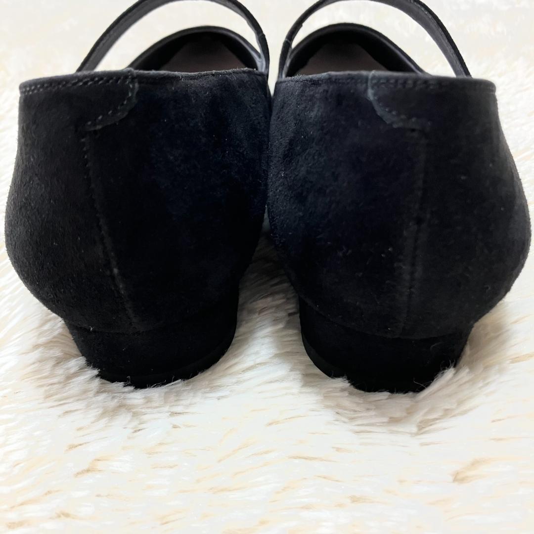 極美品✨ DIANA ダイアナ フラットパンプス ストラップ ビジュー 黒