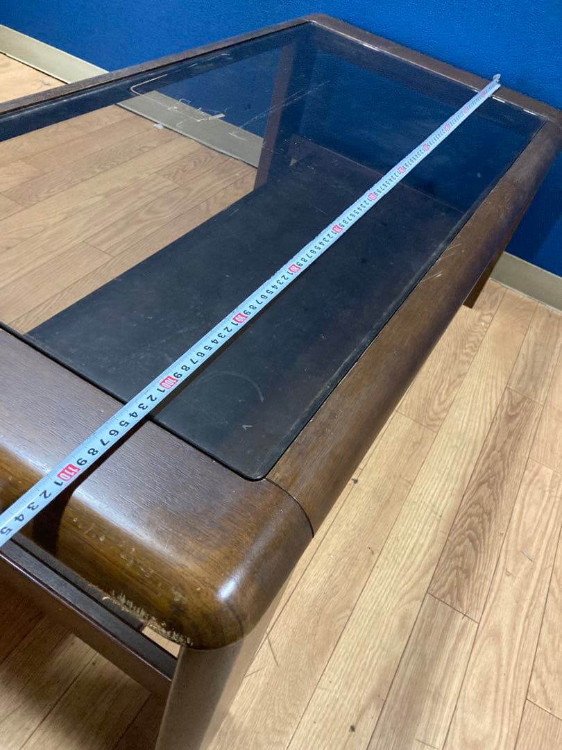 マルニ　ガラステーブル　センターテーブル　アンティーク調　レトロ　木製　茶系