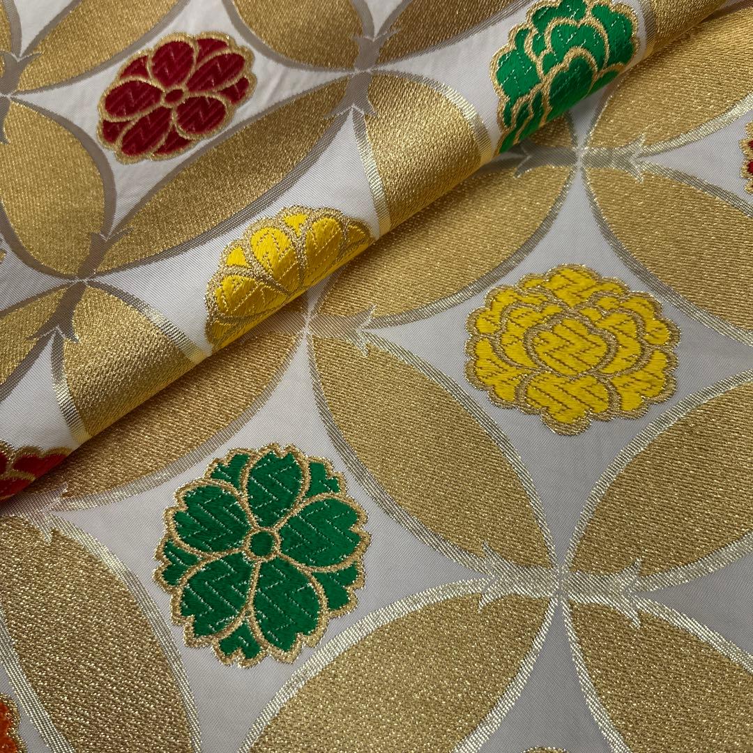 川島織物 ジュニア用 七五三 白地 七宝 全通 袋帯