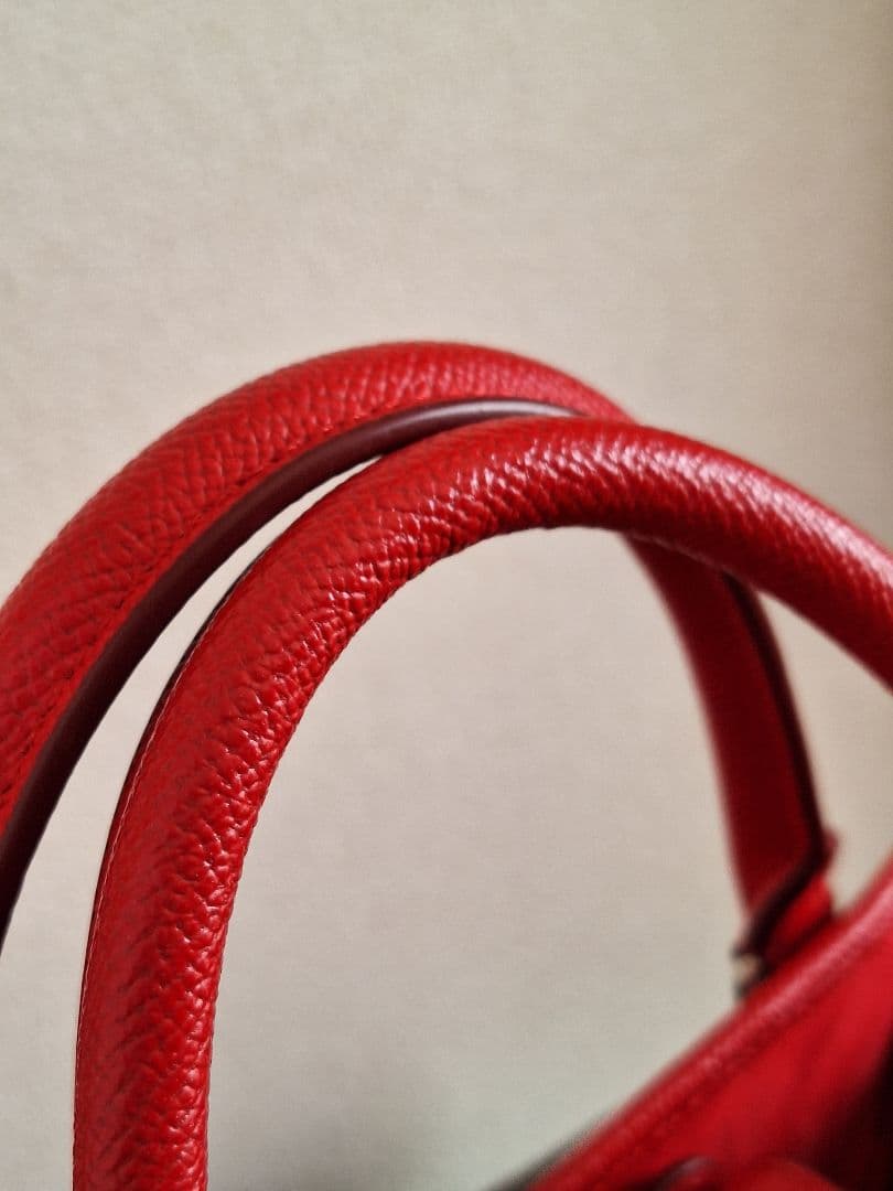 極美品　コーチ 赤 レザーハンドバッグ