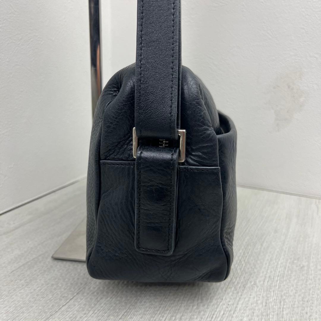 現行品☆ ヒロフ　ショルダーバッグ　ヴィータ　Hロゴ　シボ　ネイビー　2way