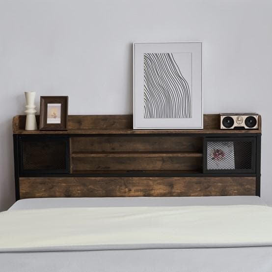 大人気！ SDベッドフレーム・コンセント付きヴィンテージ風　オシャレBROWN