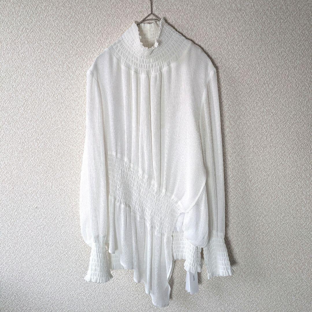 新品✨️ シアー　シャーリング　ペプラム　ブラウス　アンスリード