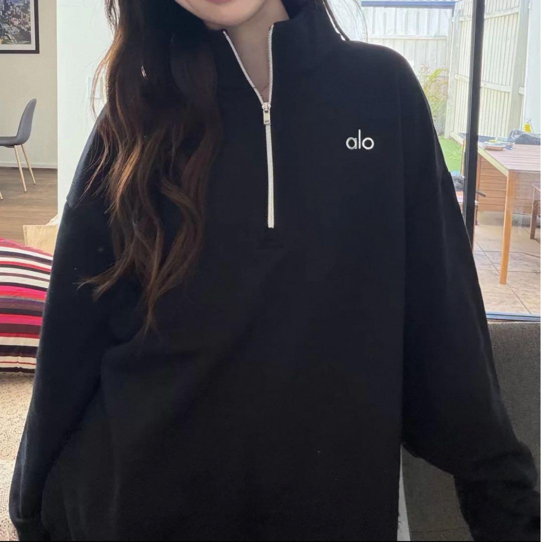 ALO YOGA ジップアップ トレーナー　スウェット　裏起毛　ブラック