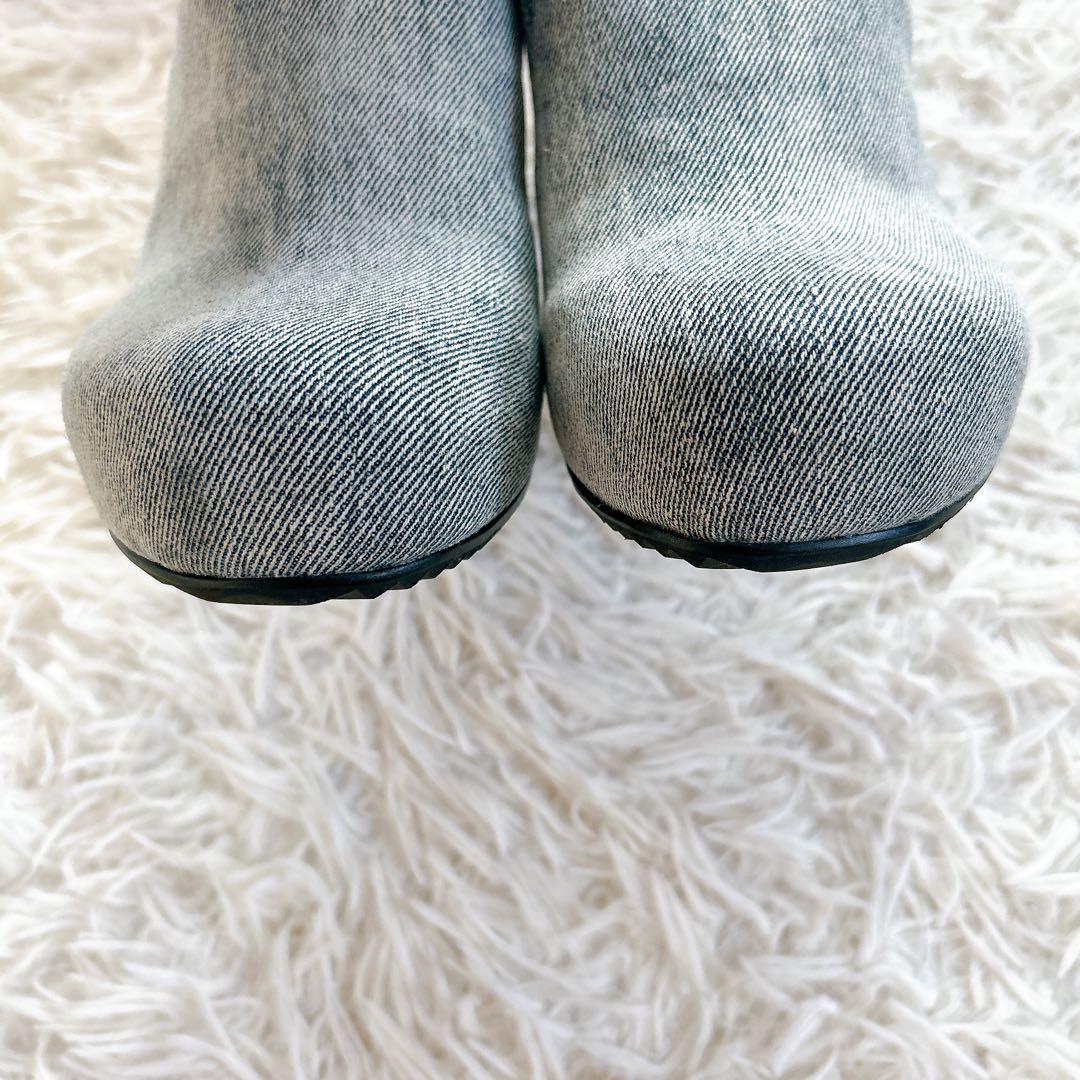 美品　近年　ディーゼル　デニムミュール　チャンキーヒール　ライトブルー 24.5