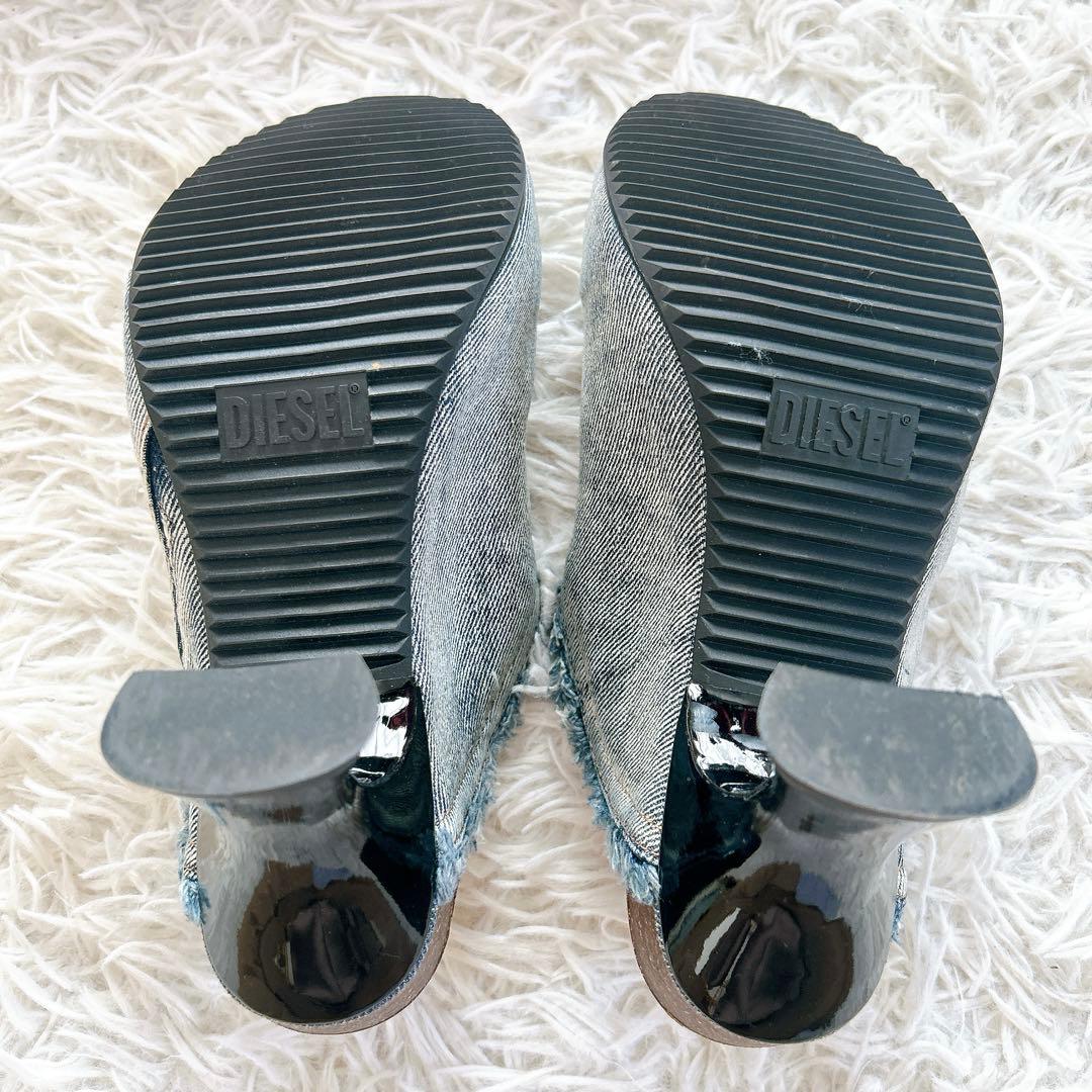 美品　近年　ディーゼル　デニムミュール　チャンキーヒール　ライトブルー 24.5