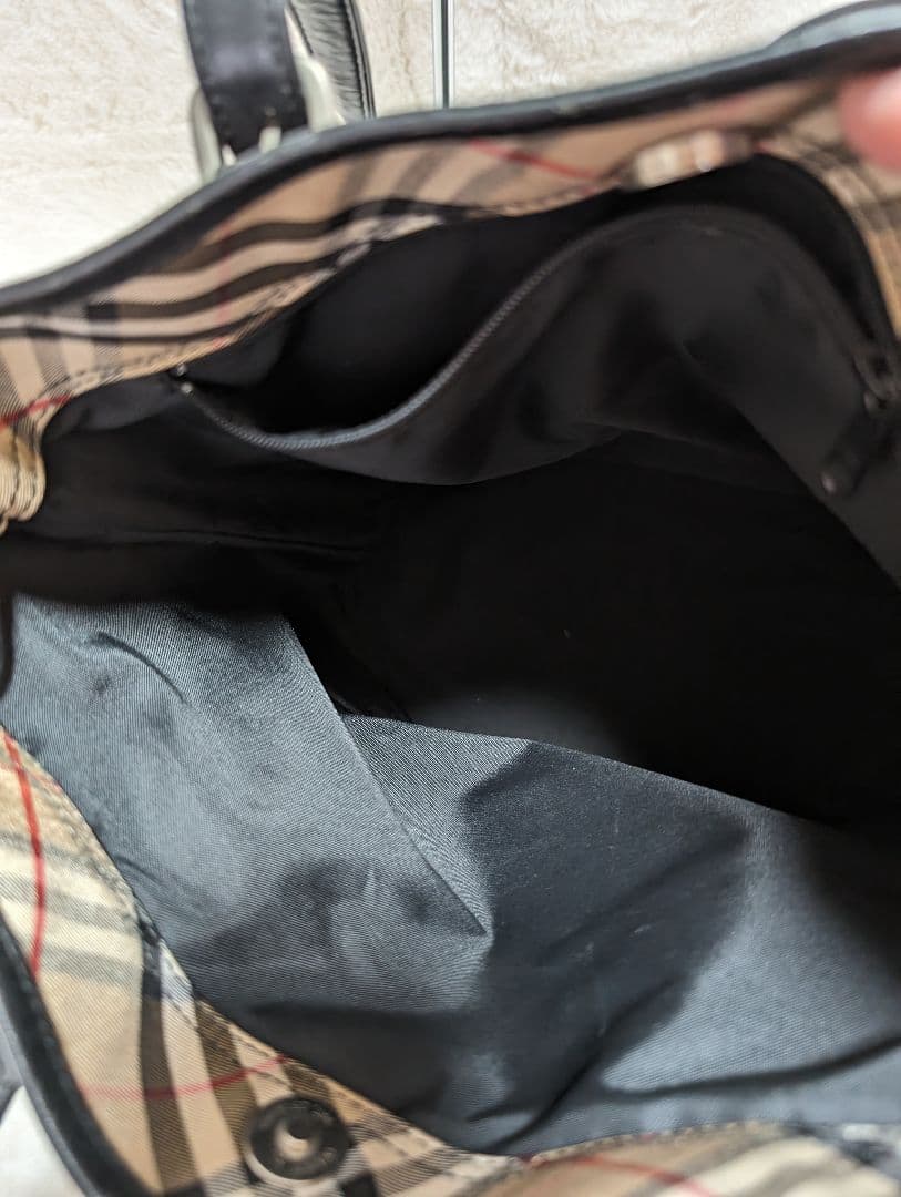 Burberry ブラック トートバッグ　ノバチェック　ナイロン　バケツ型