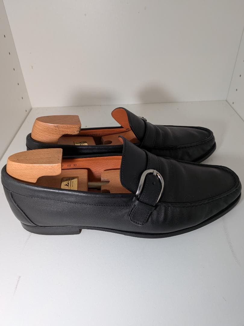 美品 サントーニ ローファー ストラップ 黒 28cm程度 UK9 US10 黒
