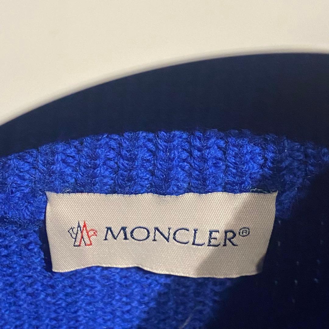 モンクレール モックネック ニット ロゴ 青 XL セーター MAGLIONE
