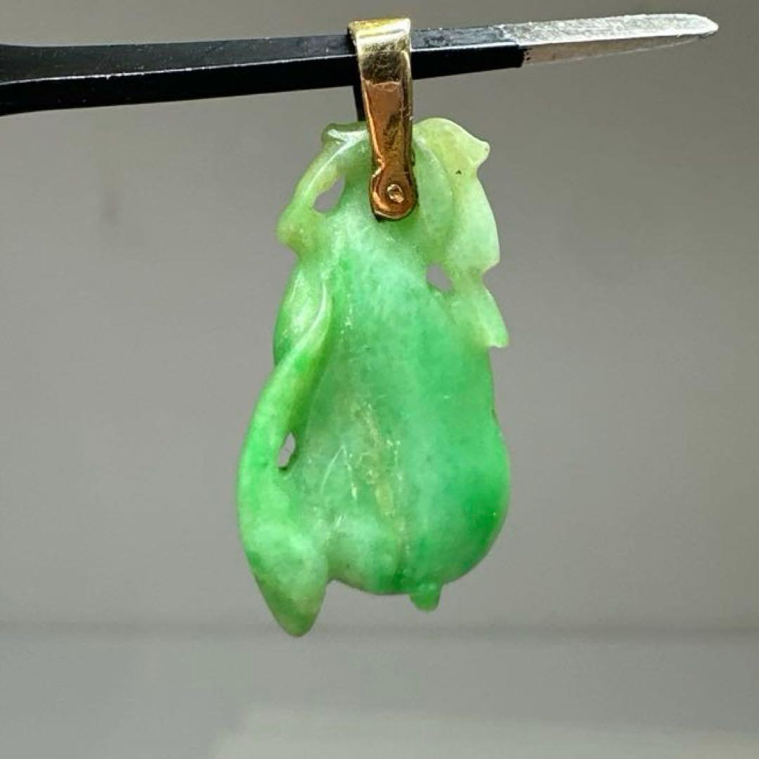 K18刻印　本翡翠　ネックレストップ　タサチ　東さ7-0420☆2F