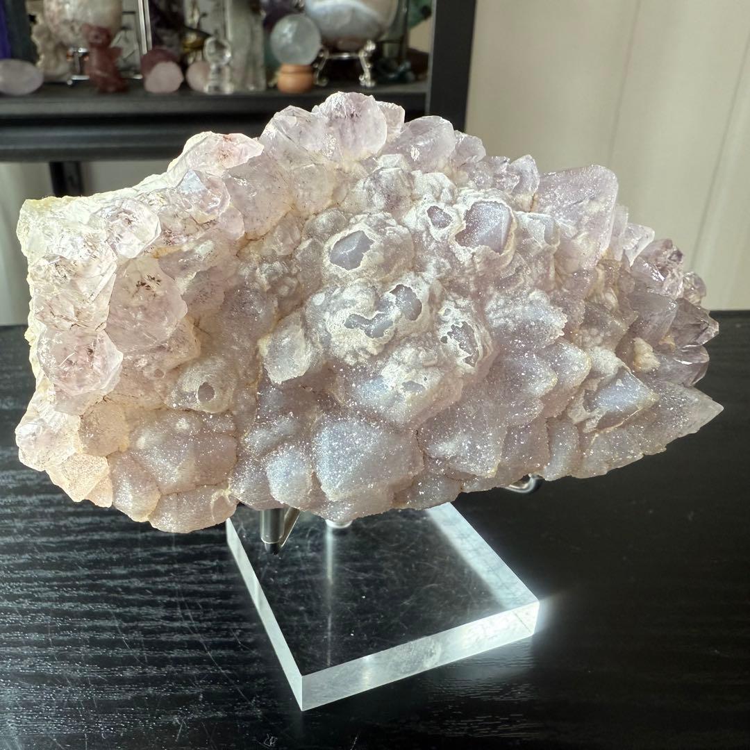 天然石 タイチンルチルクォーツ共生アメジストの原石　置物共生NO.010703