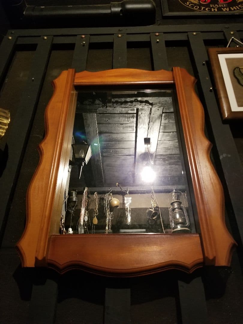 レア　ヴィンテージ　ゴシック　コロニアル　トラッド　デザイン　ウッド　ミラー