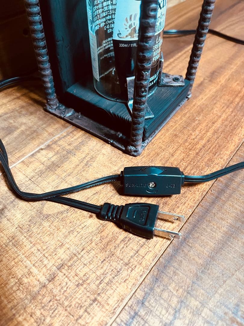 インダストリアル ボトルランプ 鉄×木 ハンドメイド 間接照明 310mm