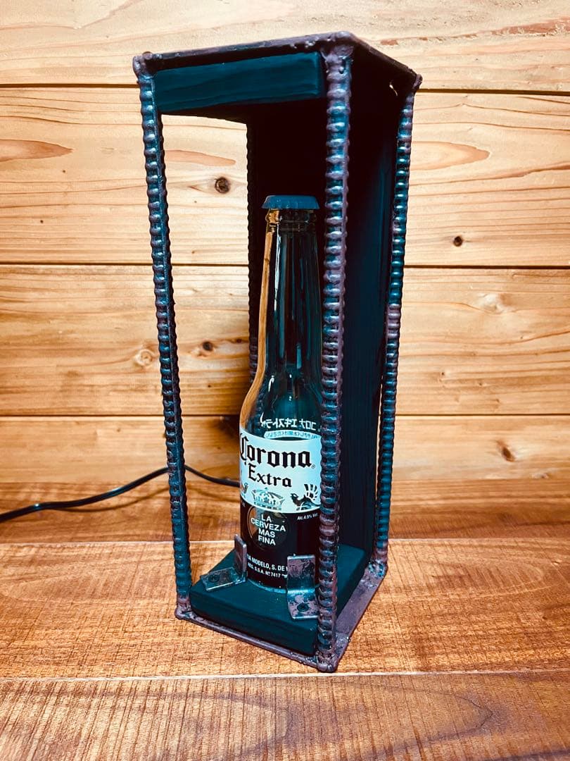 インダストリアル ボトルランプ 鉄×木 ハンドメイド 間接照明 310mm