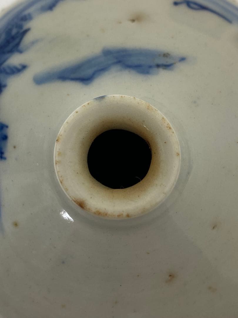 3-3250 骨董　油壺磁器　古平戸染付山水図油壺