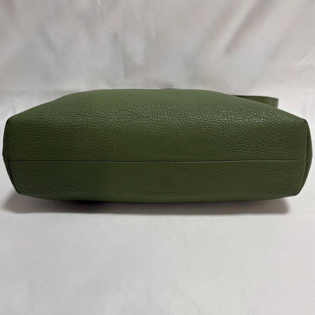 ヒロフ ミニマ 鹿革 ショルダーバック ロゴ 2way ライトグリーン 定12万