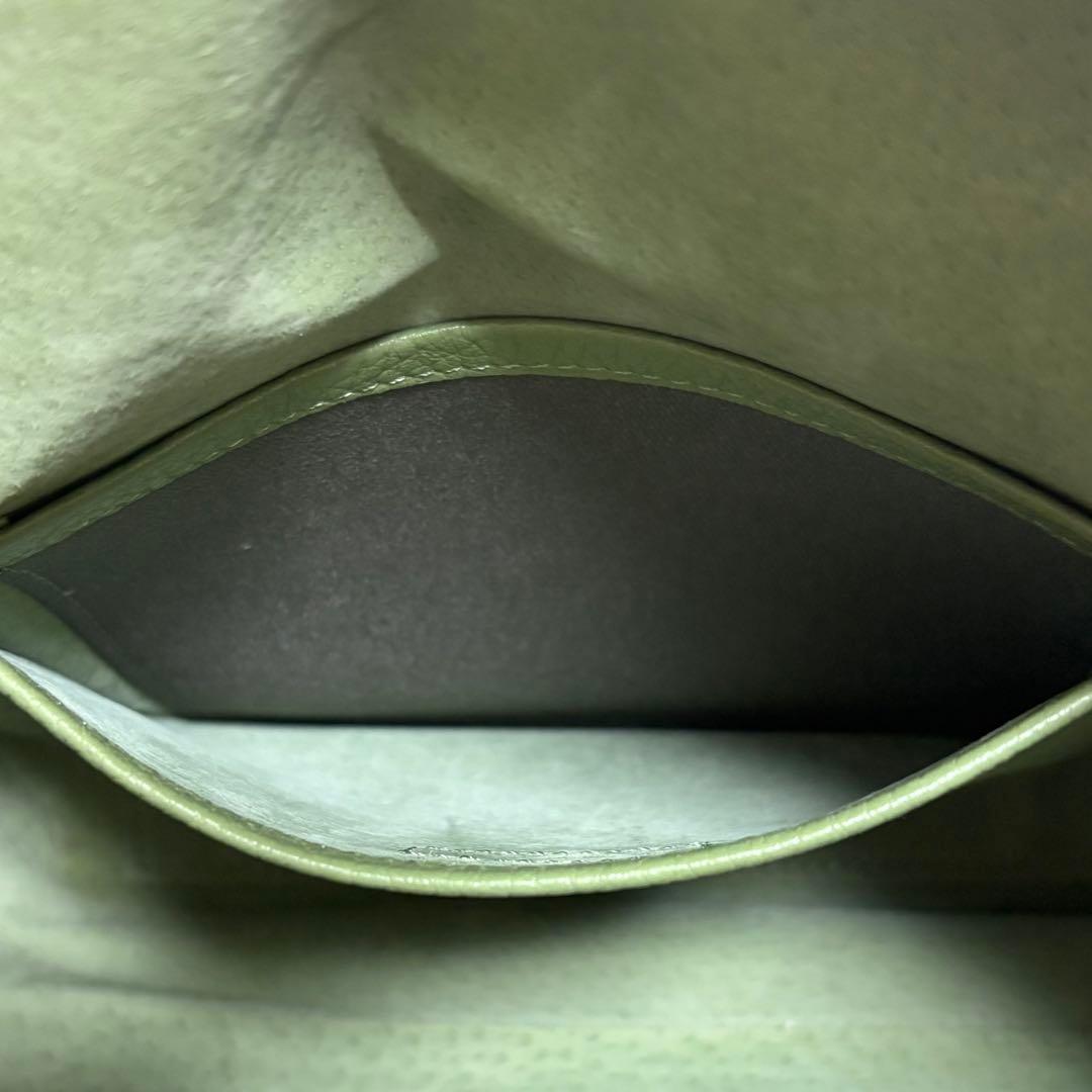 ヒロフ ミニマ 鹿革 ショルダーバック ロゴ 2way ライトグリーン 定12万