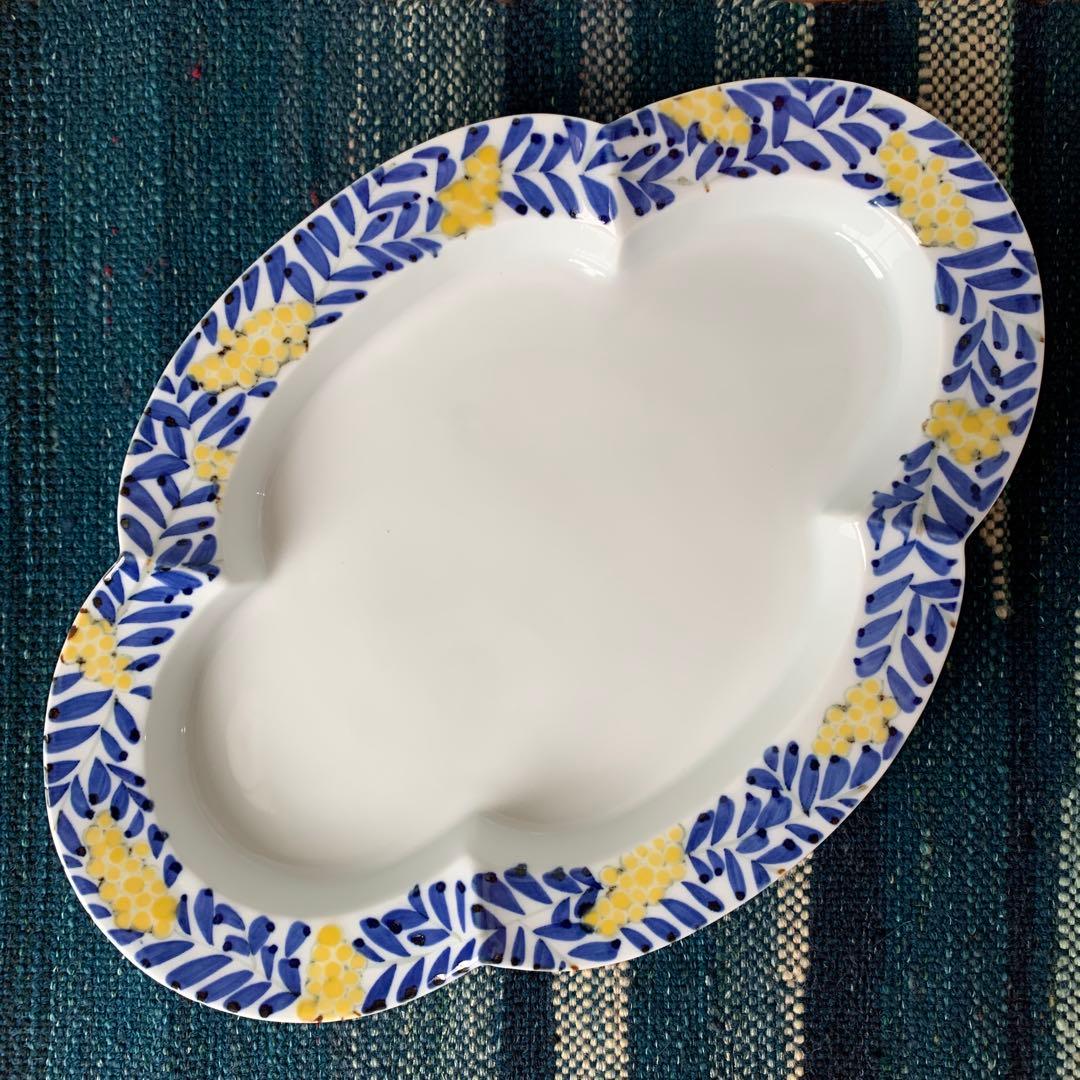 西富陶磁器　24to3 有田焼　ミモザ　木瓜型　手描き　ハンドペイント　L