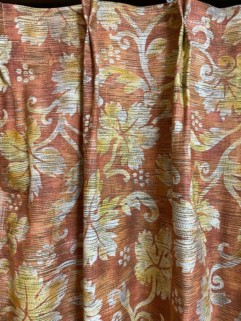 葉柄デザイン ドレープカーテン 大型窓用