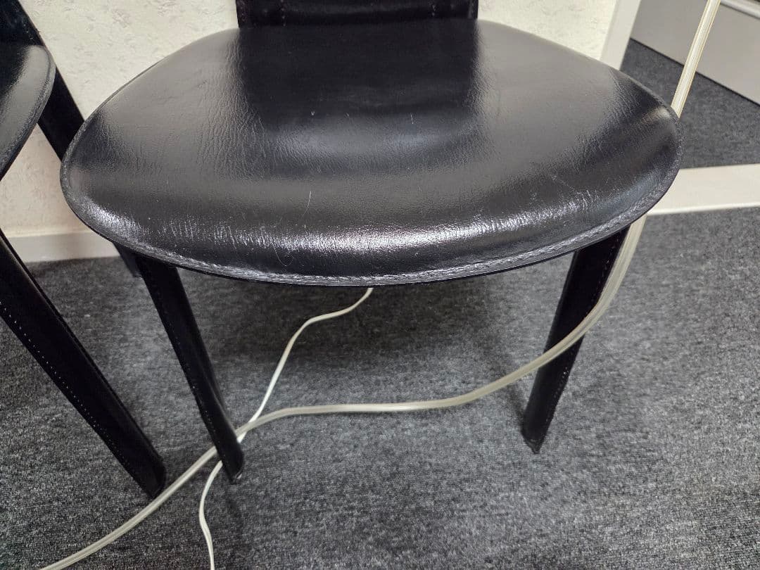 高級 廃盤 IDC 大塚家具 ハイバック ダイニングチェア 本革 食卓椅子 2脚