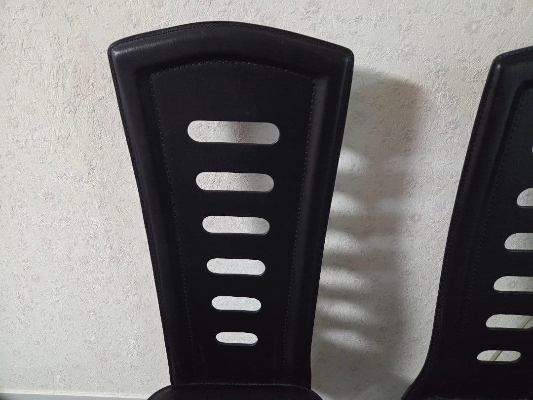 高級 廃盤 IDC 大塚家具 ハイバック ダイニングチェア 本革 食卓椅子 2脚