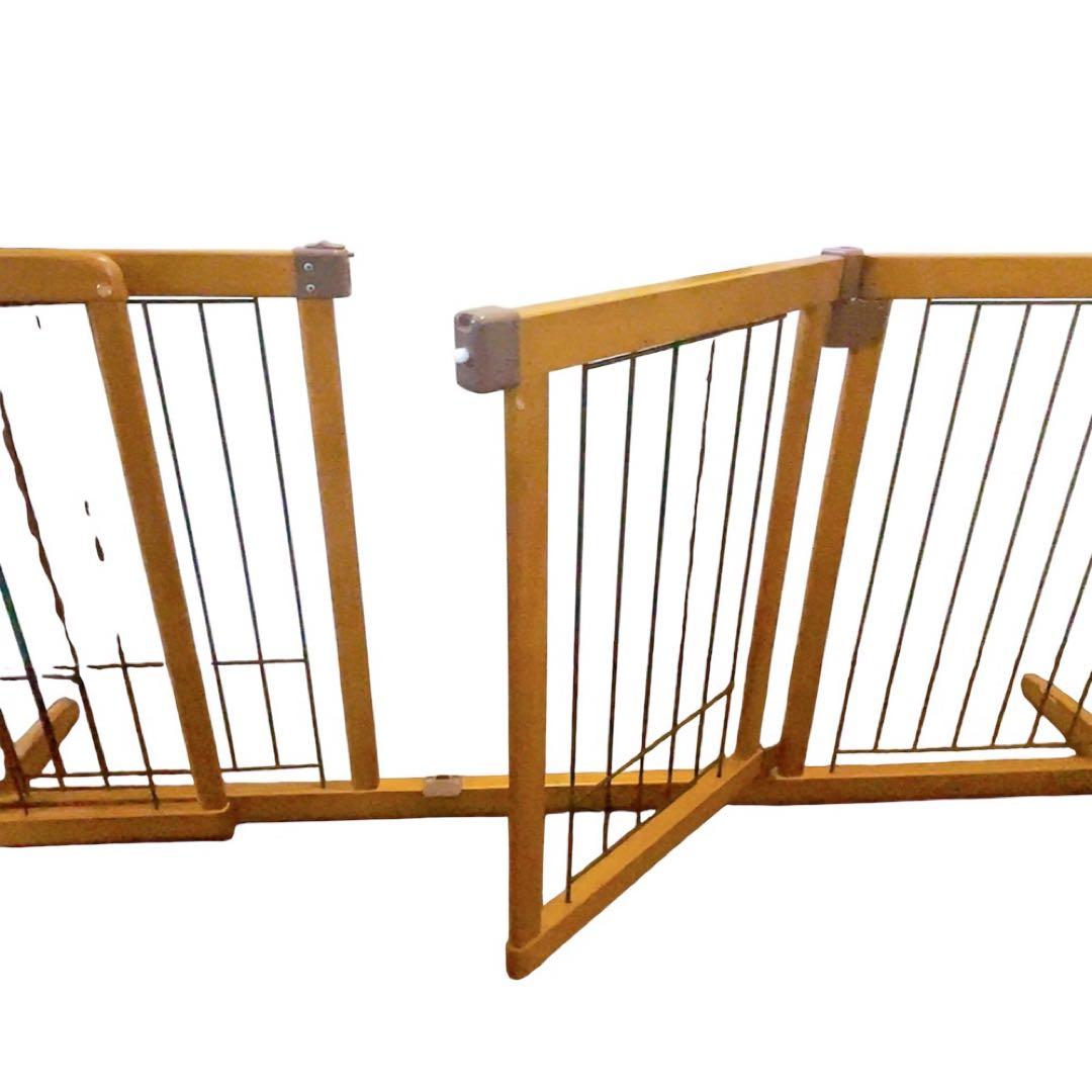 【極美品】Richell 木製おくだけドア付きゲート L ブラウン ペット用