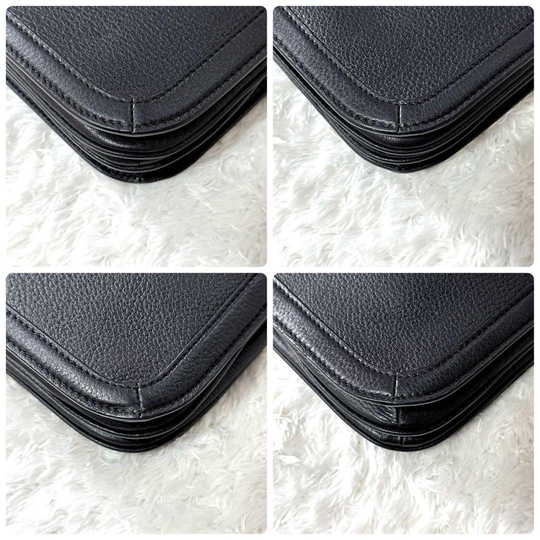 【極美品】 トリーバーチ ショルダーバッグ 2way 黒 フラップ ビックロゴ