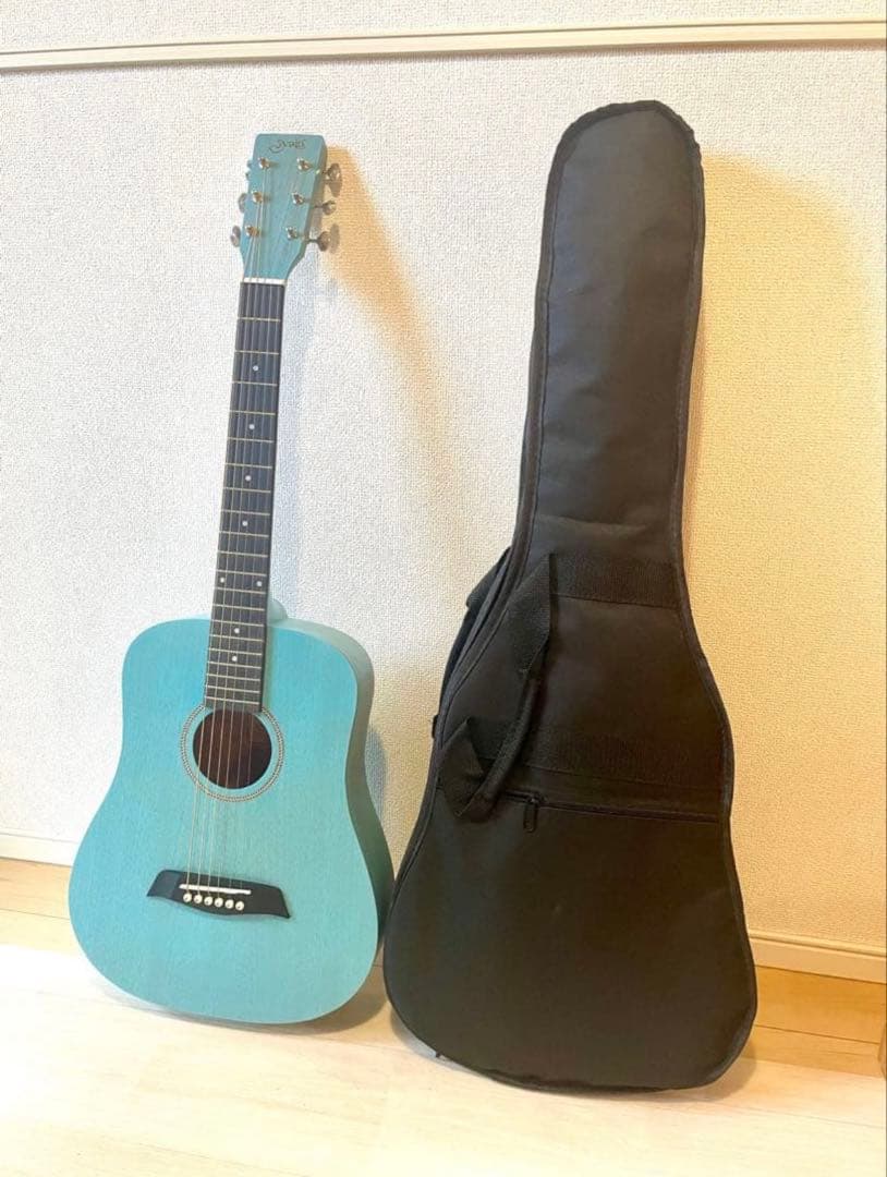 アコースティックミニギター ライトブルー ソフトケース付き