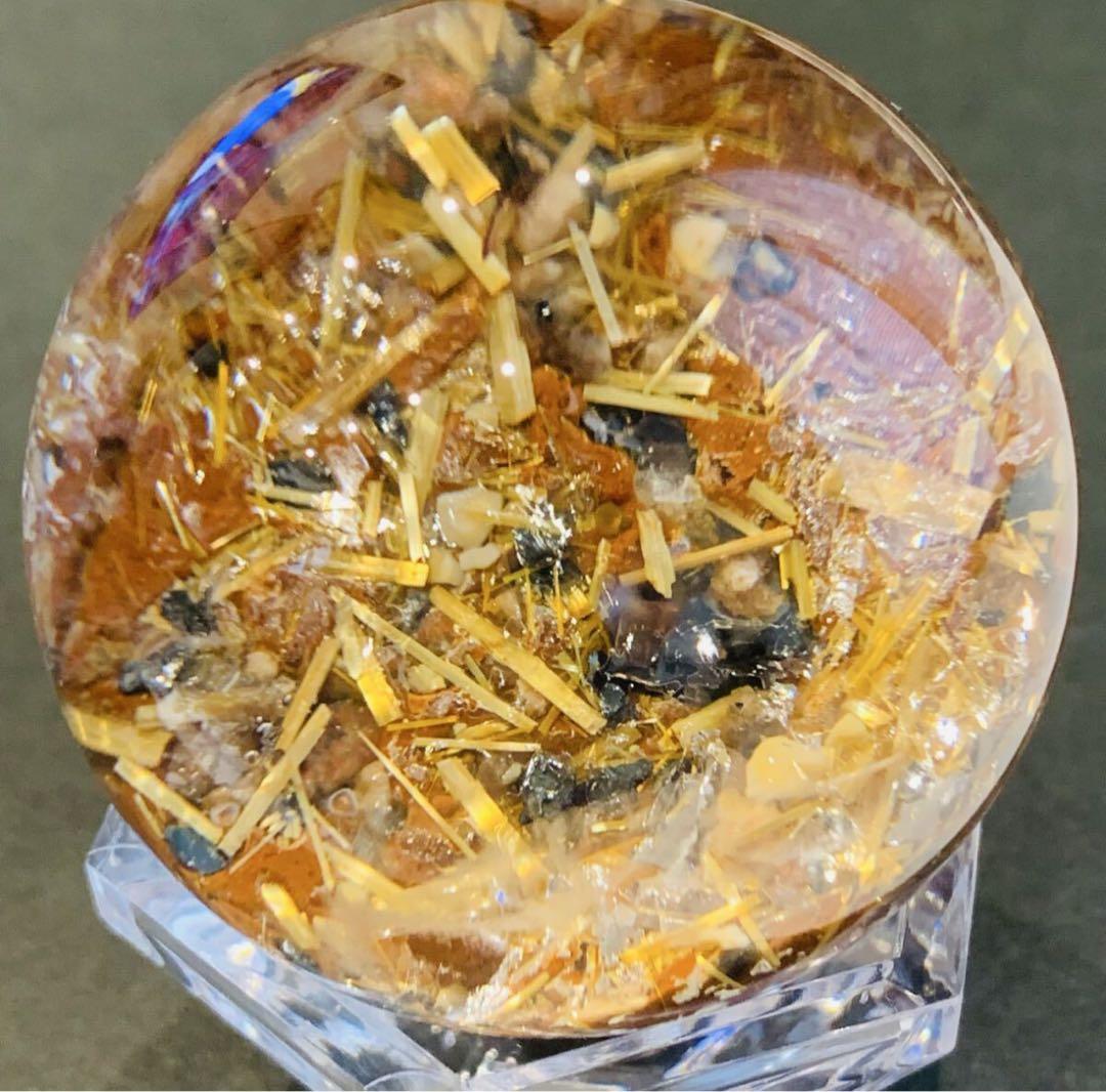 ⭐*️様 タイチンルチル　パイライト共生　ガーデンクォーツスフィア　45ミリ B