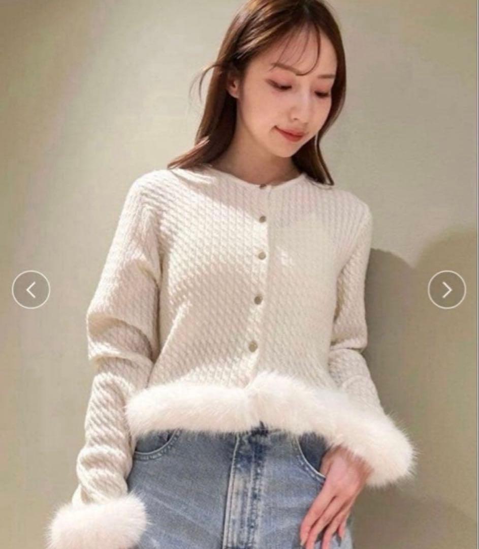 CELFORD ケーブルニットファーカーデ