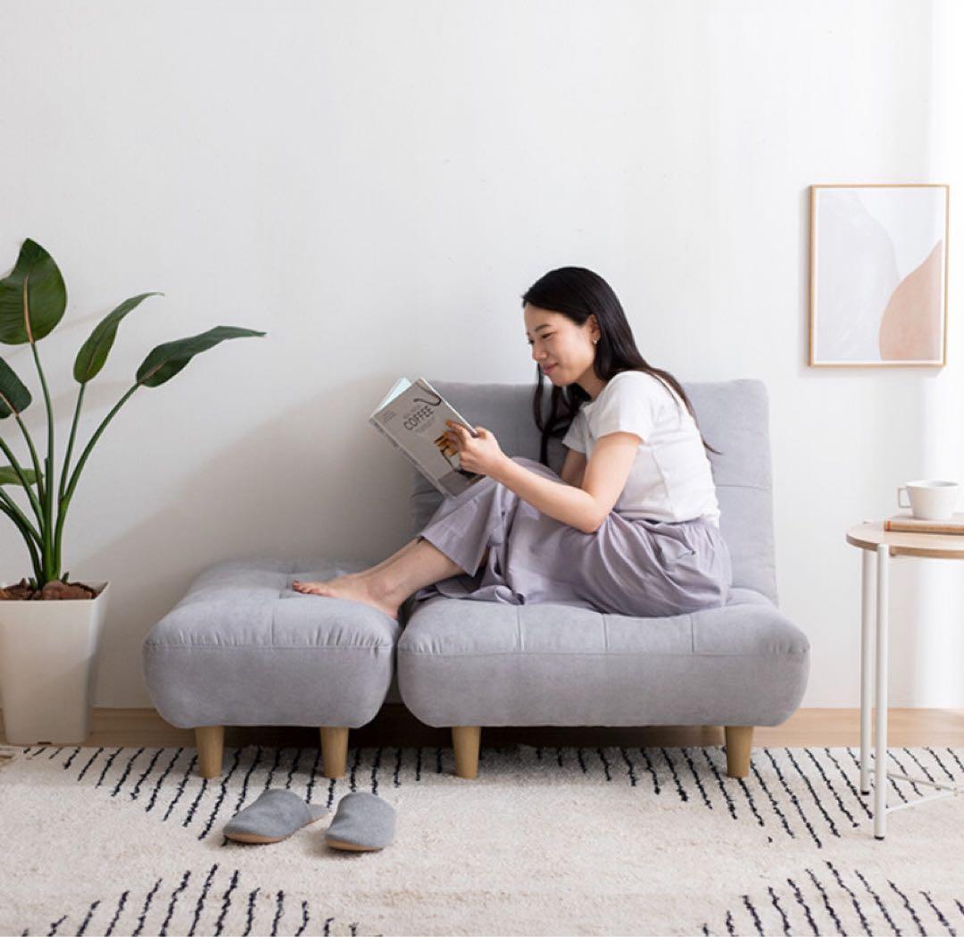 【グレー】ソファ 1人掛け 1人用 コンパクト ファブリック 1人掛けソファ