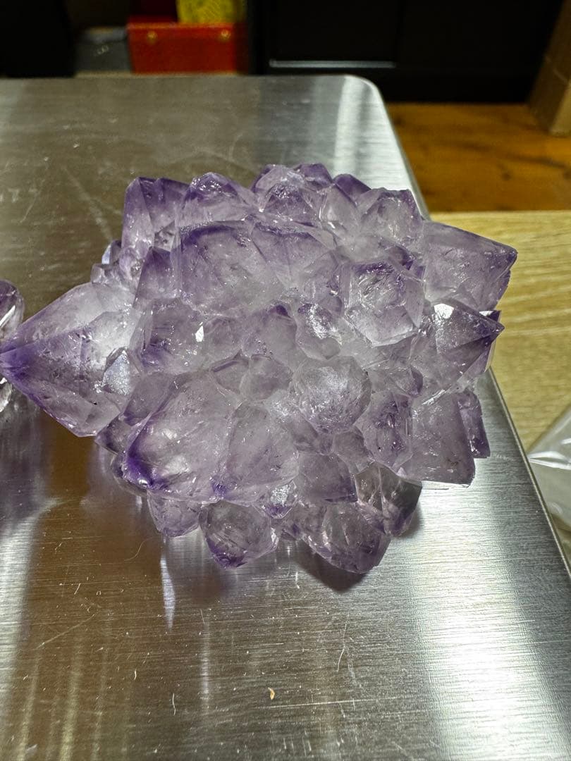 高品質　フラワーアメジスト　クラスター　3点セット