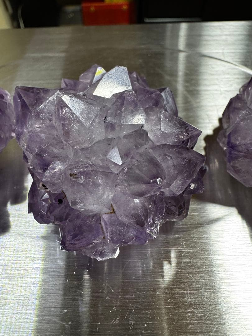 高品質　フラワーアメジスト　クラスター　3点セット