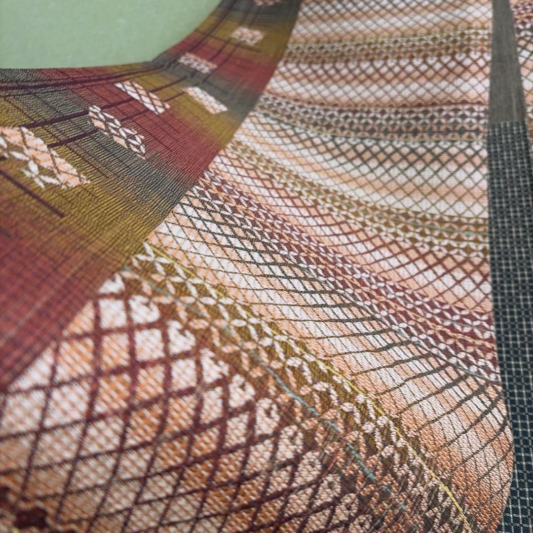 証紙あり　正絹　リバーシブル　本場筑前博多織《源氏香　歌舞伎隈取》