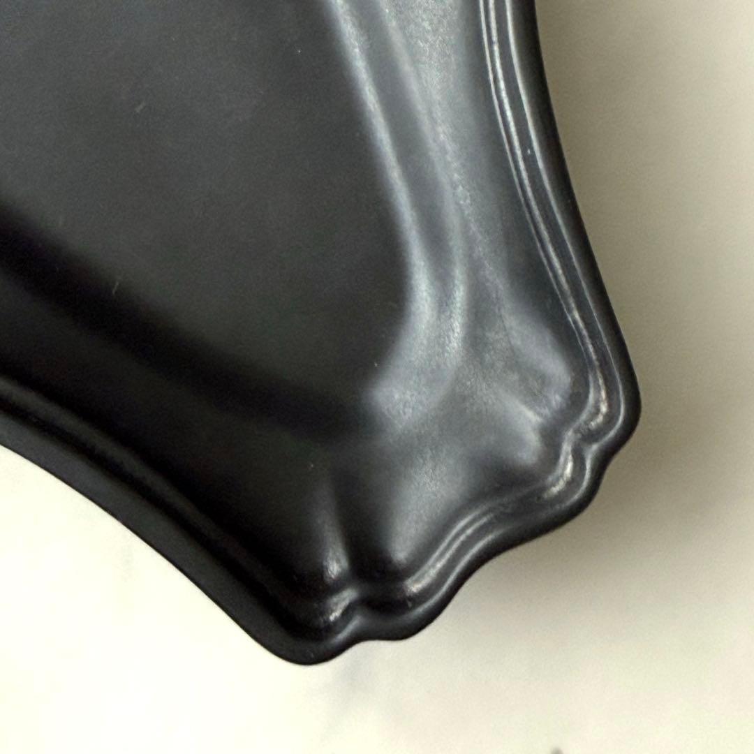 臼杵焼 輪花オーバル長皿 黒 2枚組 約29cmx12cm USUKIYAKI