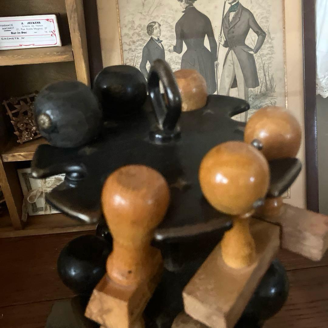 フランスアンティークスタンプホルダー　フランスアンティークスタンプ台２段