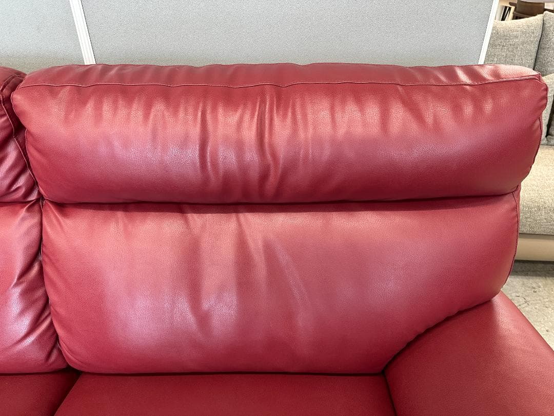 2人掛けソファ　合皮　レッド